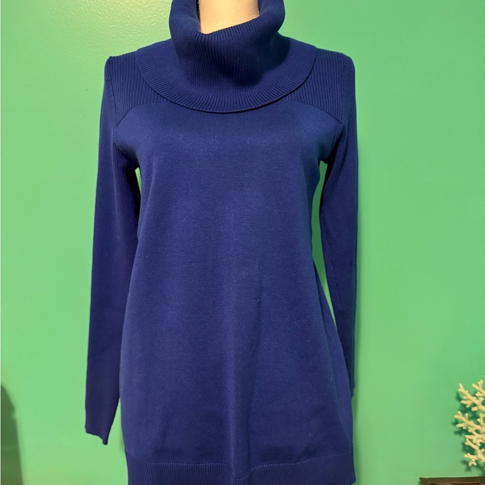 Cable & Gauge Royal Blue Turtleneck Tunic Sweater